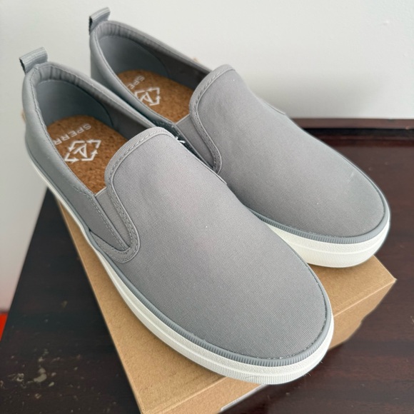 NWT Sperry  Women's Grey Crest Twin Gore Seacycled  Canvas Sneakers. S 9.5 - Picture 2 of 8